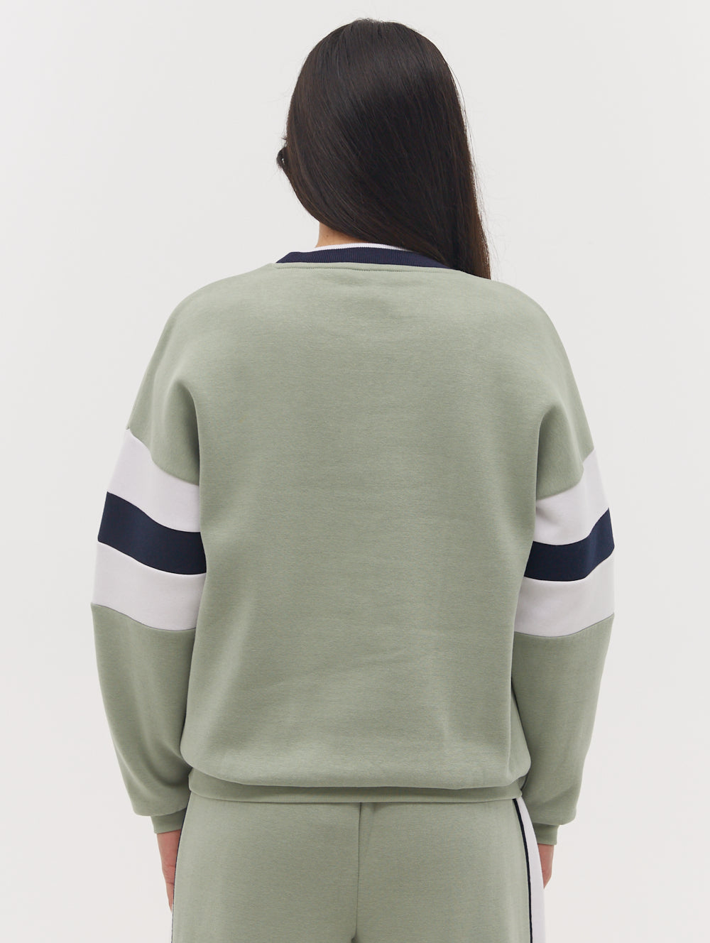 Hendra Stripe Sleeve Crew Neck Sweatshirt