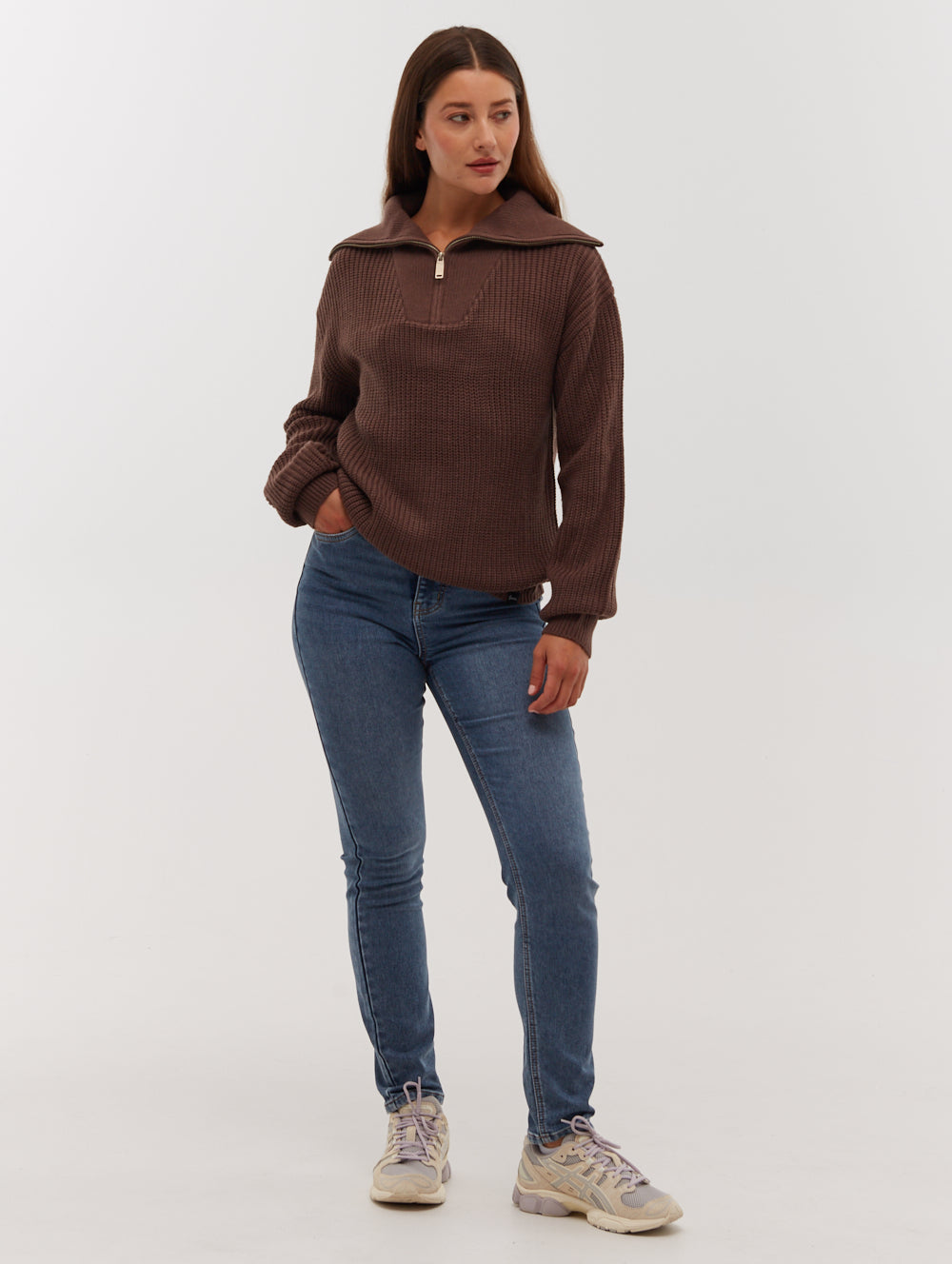 Thurynn Oversize Zippered Funnel Sweater