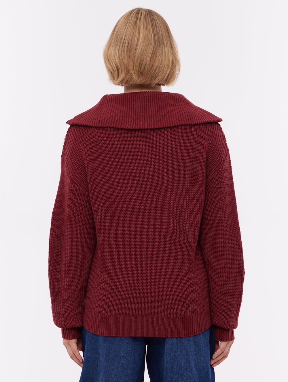Thurynn Oversize Zippered Funnel Sweater - Red