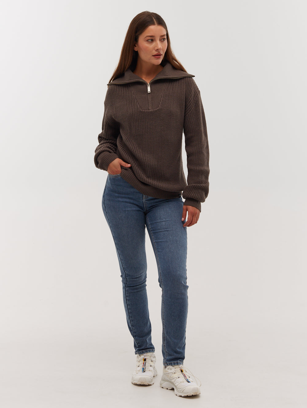 Thurynn Oversize Zippered Funnel Sweater