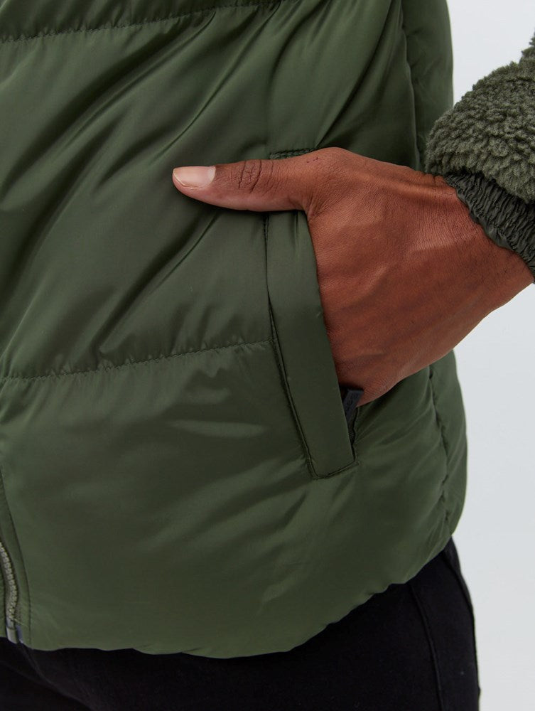 Detta Puffer Sherpa Hooded Bomber Jacket